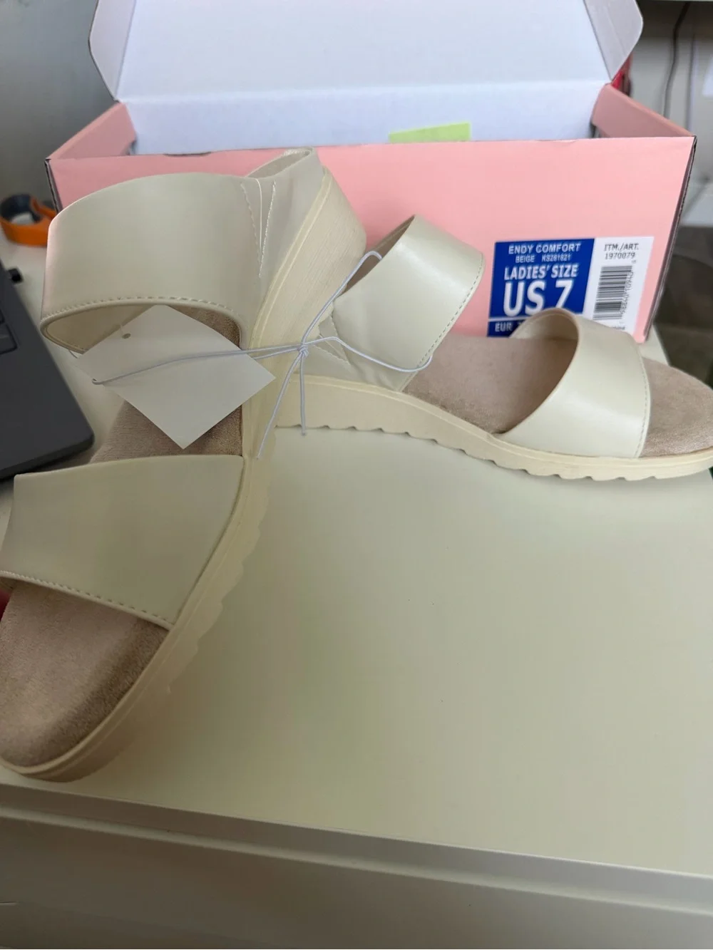 Kensie Cream Strappy Platform Sandals